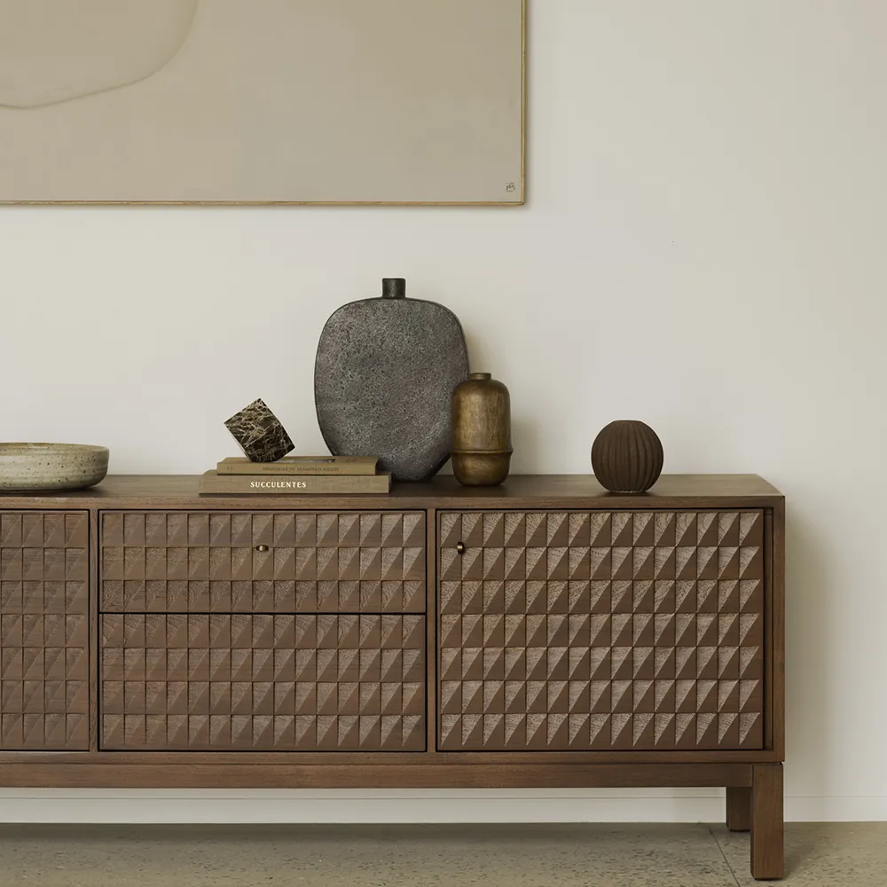 TV-bord i teak Sono Light Brown L212 cm