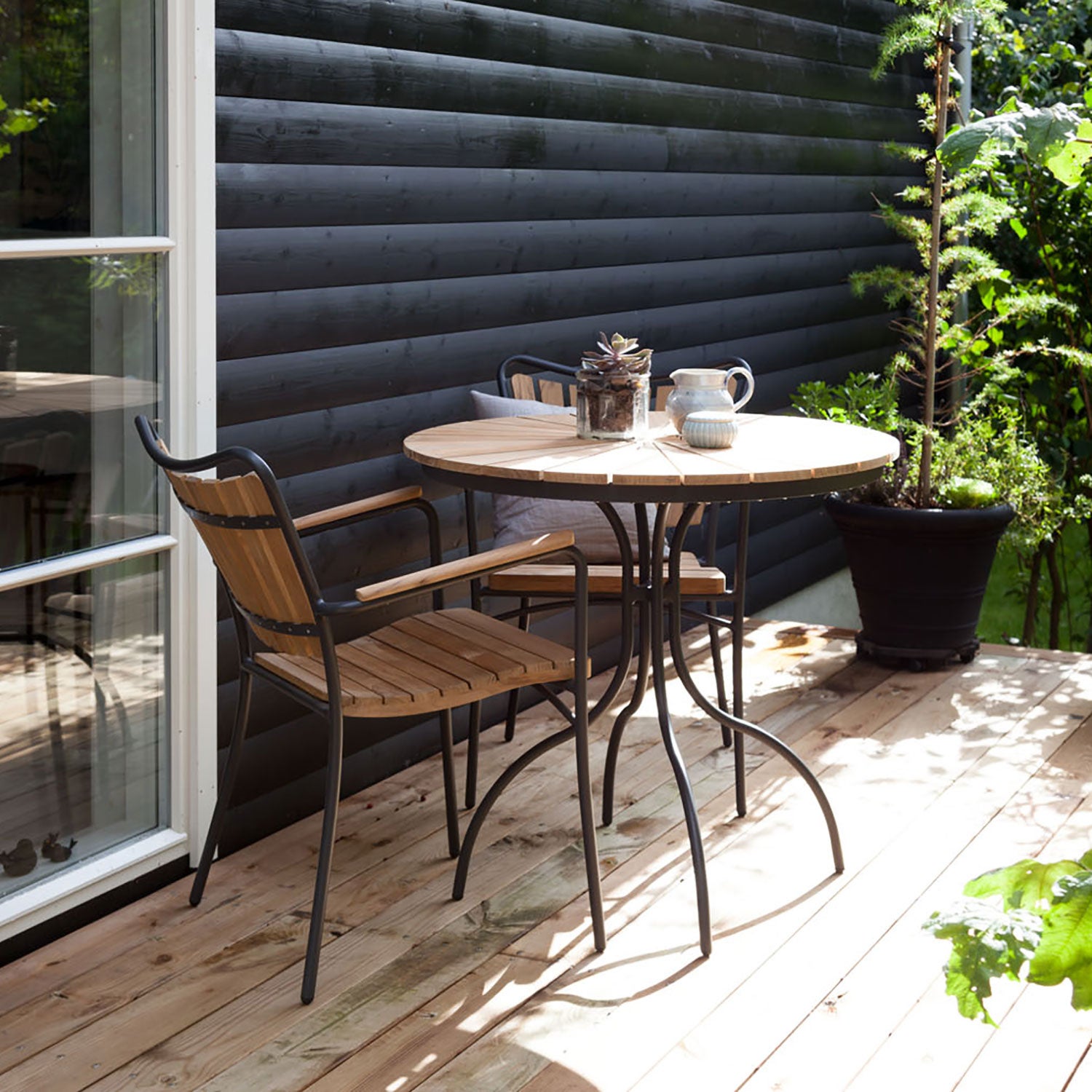 Hard & Ellen 80 cm Cafébord antracit/teaktræ 