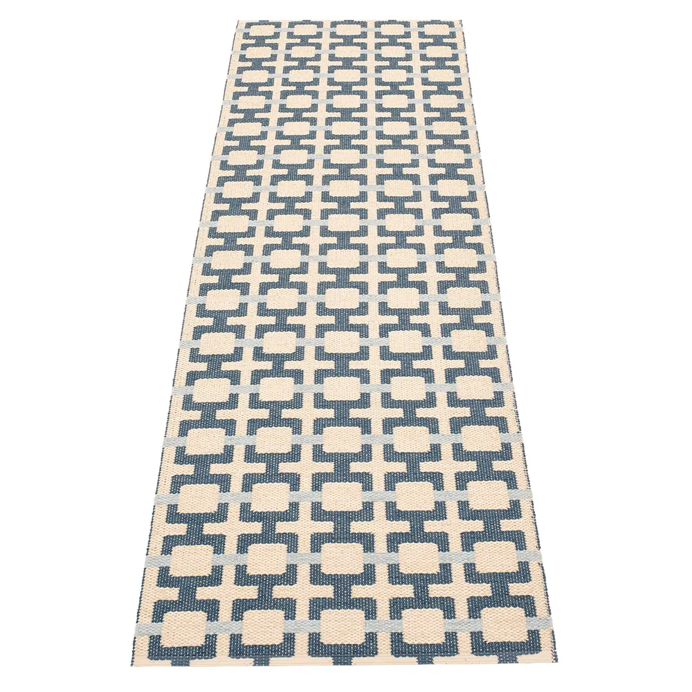 Pappelina, Tom tæppe Ocean Blue/Cream/Blue Fog 70 x 240 cm