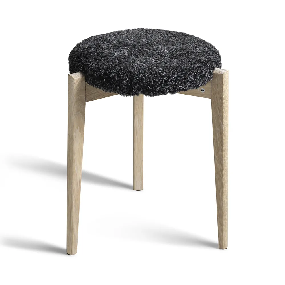 Vinz skammel hvidolieret eg/fåreskind mørkegrå