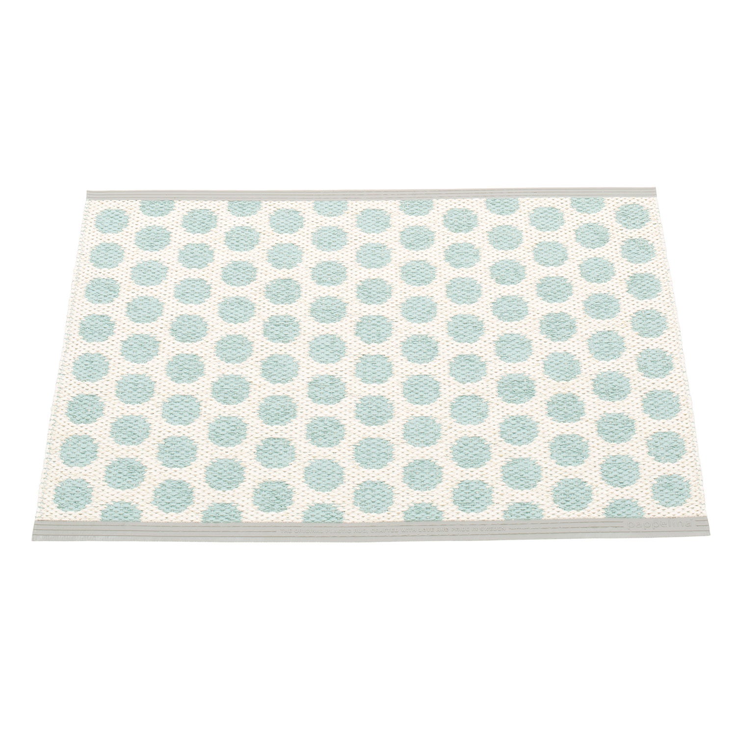 Pappelina, Noa tæppe 70x50 cm pale turquoise / vanilla / warm grey stripe