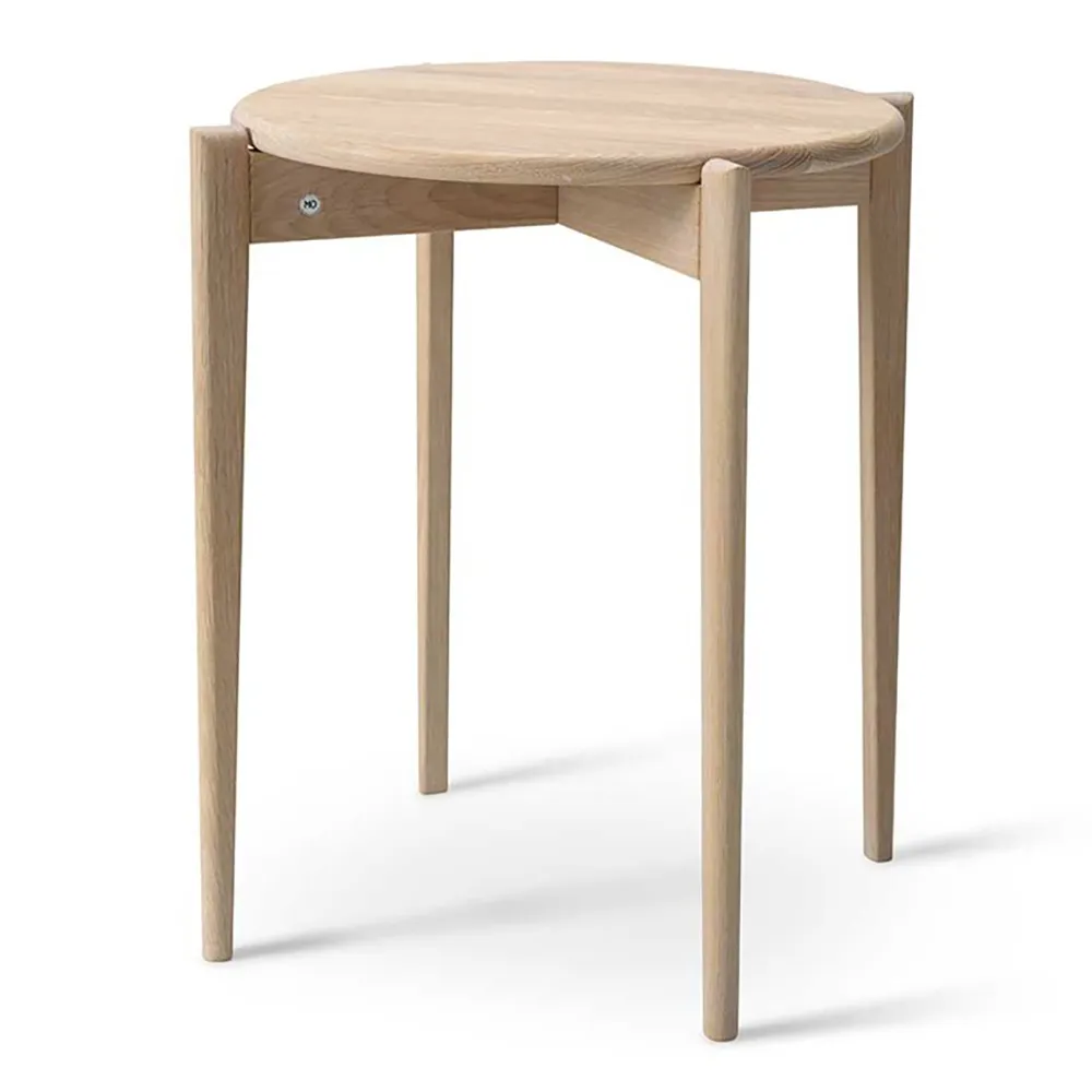 Småbord Oscarssons Möbel Tilia, massiv hvidoileret egetræ Ø51 x H55 cm