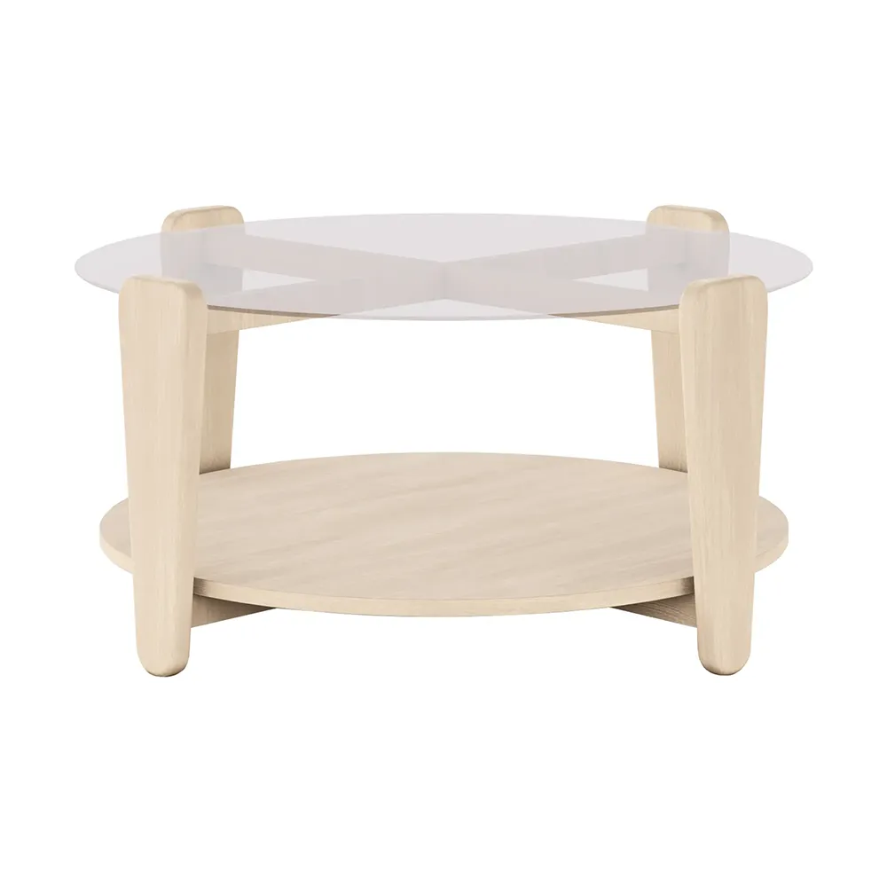Rowico Home, Arran sofabord Ø93 hvidpigmenteret eg/glas