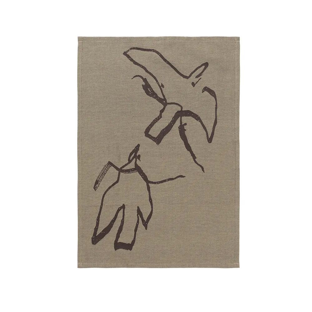 Ferm Living, Vuelo Tea Towel - Elm Green/Coffee