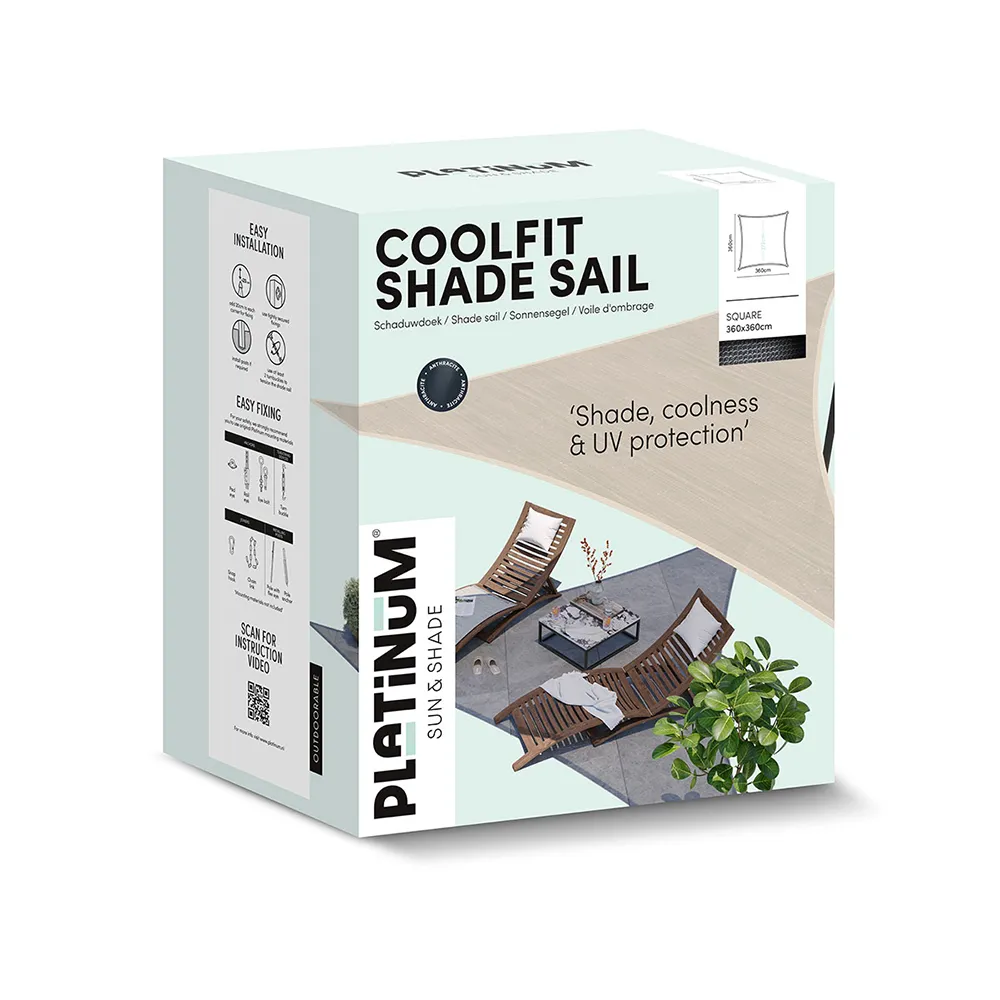 Coolfit solar sail square 360x360cm green Sand