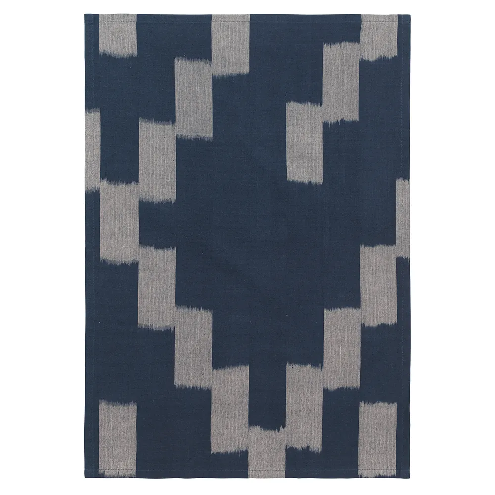 Ferm Living, Ikat Viskestykke - Ink Blue/Parchment