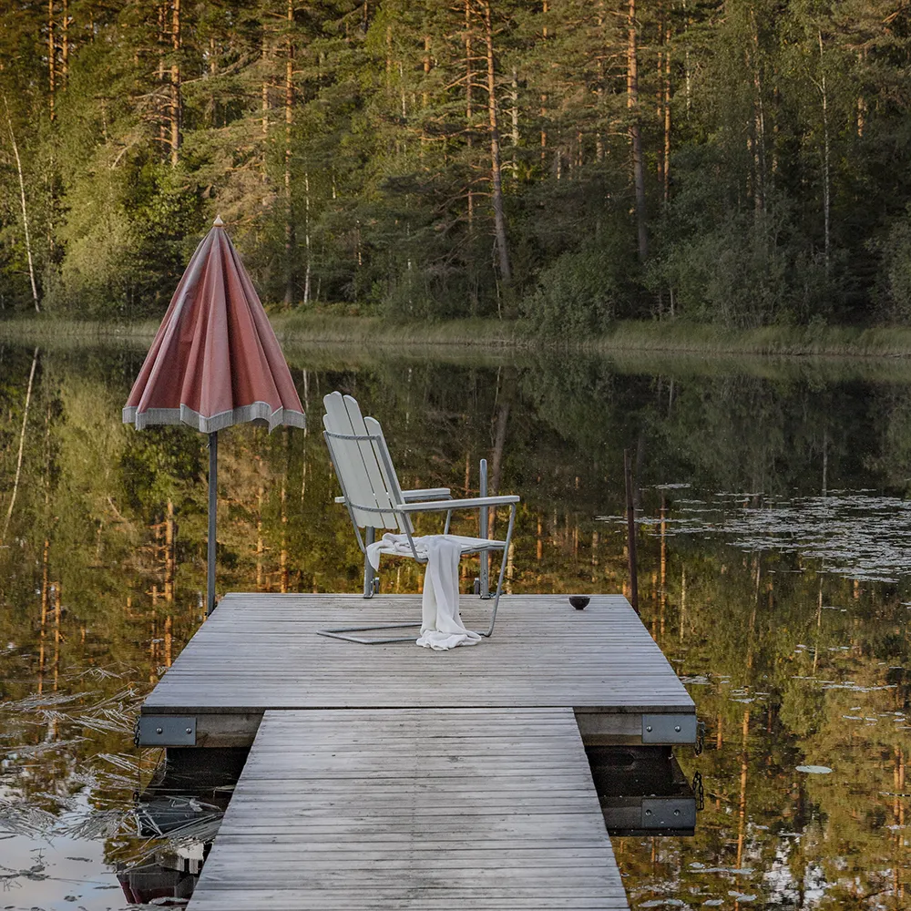 A3 solstol hvidlakeret Eg/Varmgalvaniseret Understel Grythyttan Stålmöbler