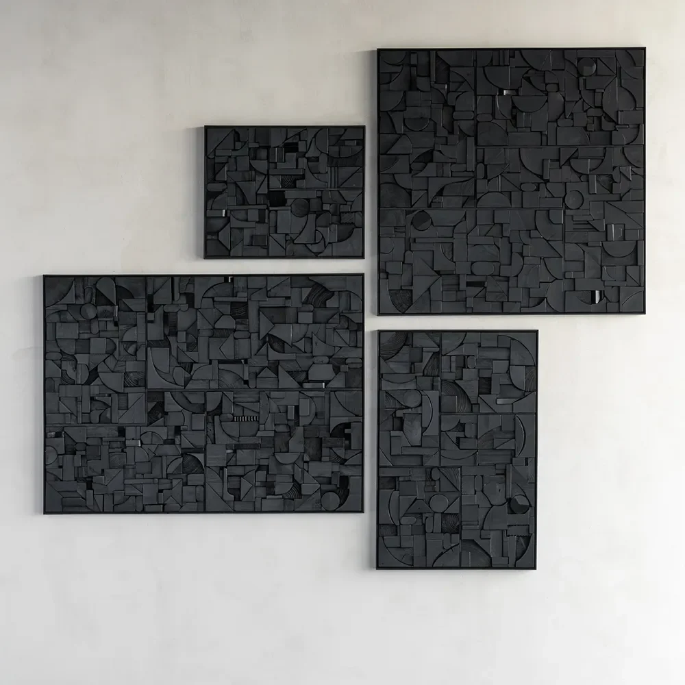  Bricks Vægdekoration 100x100 cm Sort