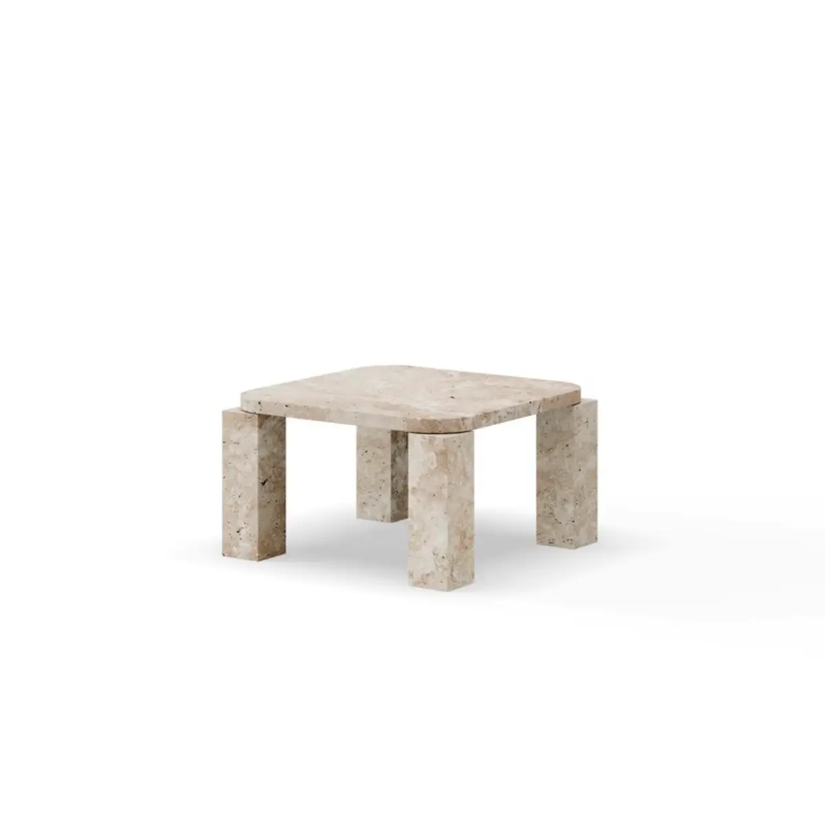 New Works, Atlas Sofabord 60x60 Unfilled Travertine