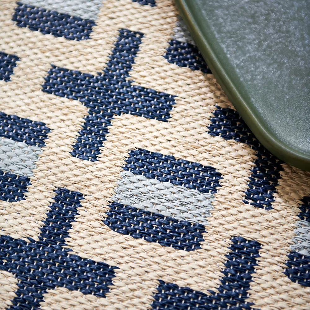 Tom tæppe Ocean Blue/Cream/Blue Fog 70 x 240 cm