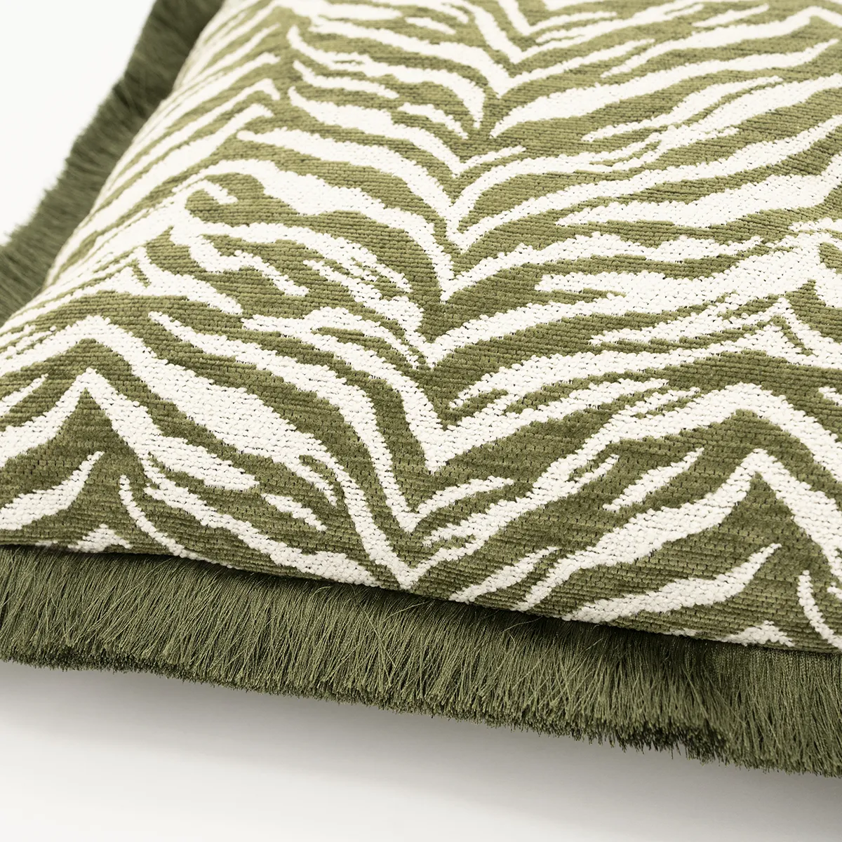 Pyntepude med frynser Tigra Green 40x60 cm