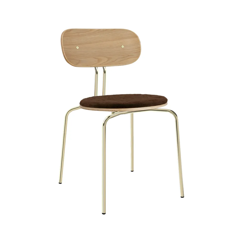 Curious Spisestol Eg/Messing Teddy Brown