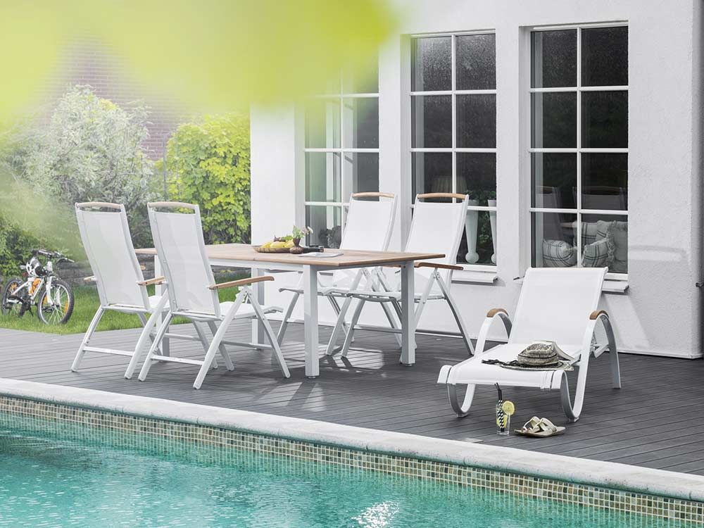 Nydala Spisebord 96X150-200 Cm Hvid/Teak