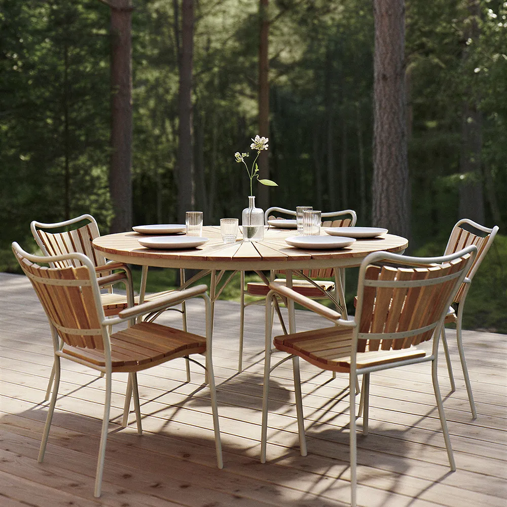 Ellen bord 130 cm Sandgrå / teak