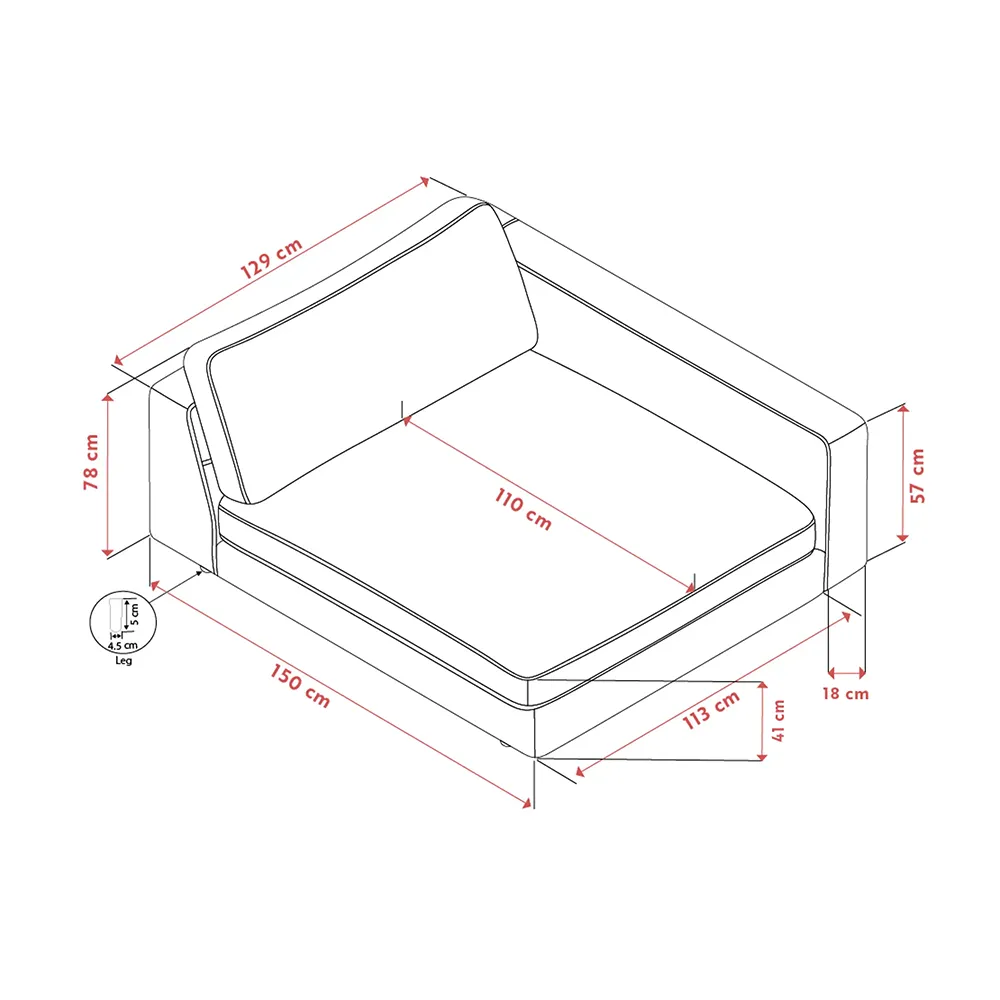 Duncan chaiselong højre stof Robin lysegrå