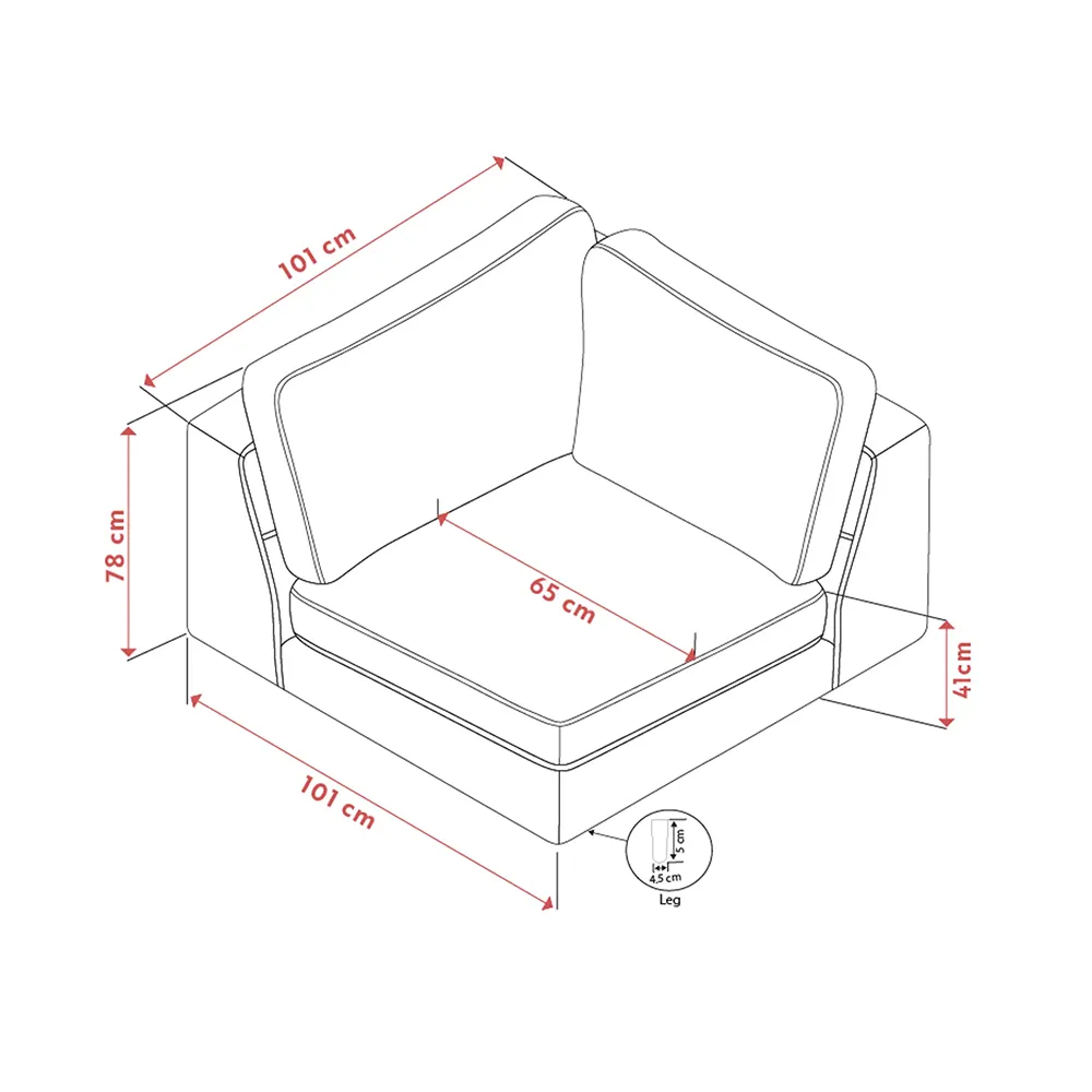 Duncan hjørnemodul stof Robin lysegrå