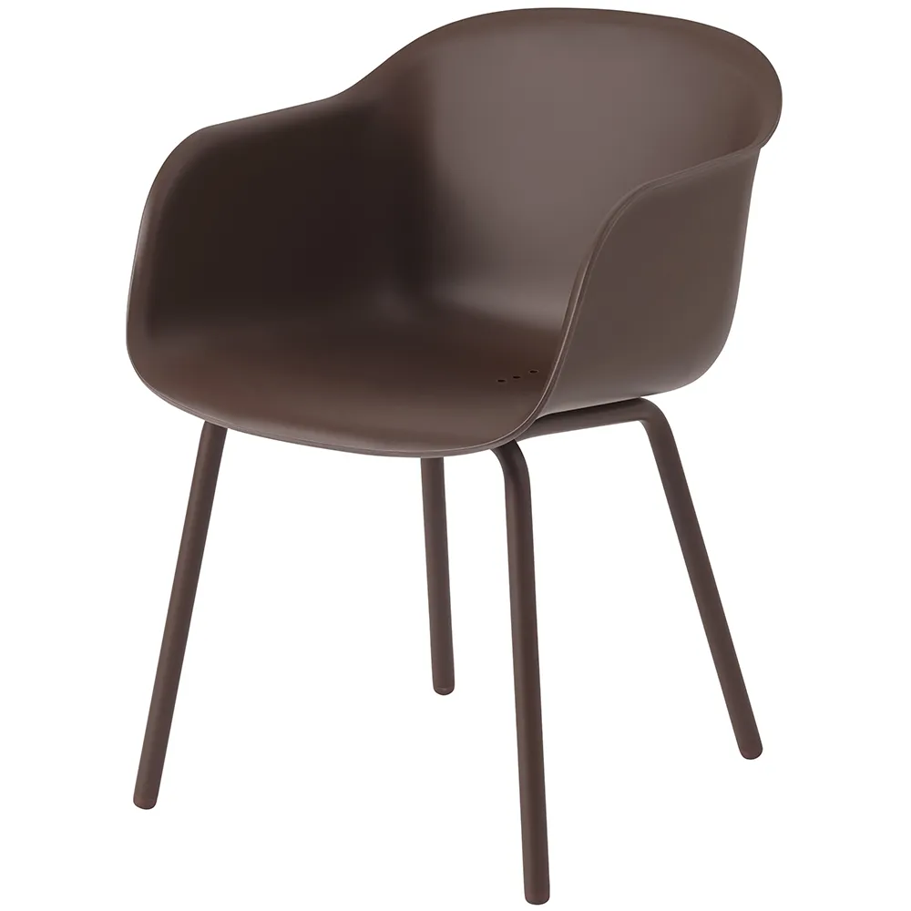 Muuto, Fiber Outdoor Stol med armlæn Brown Red