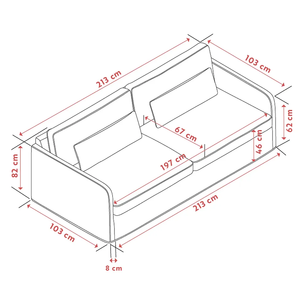 Peyton sofa 3-personers stof Ursula beige