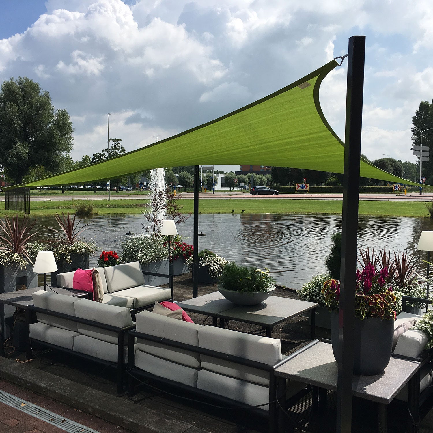 Coolfit solsejl trekantet 90° 400x570cm beige