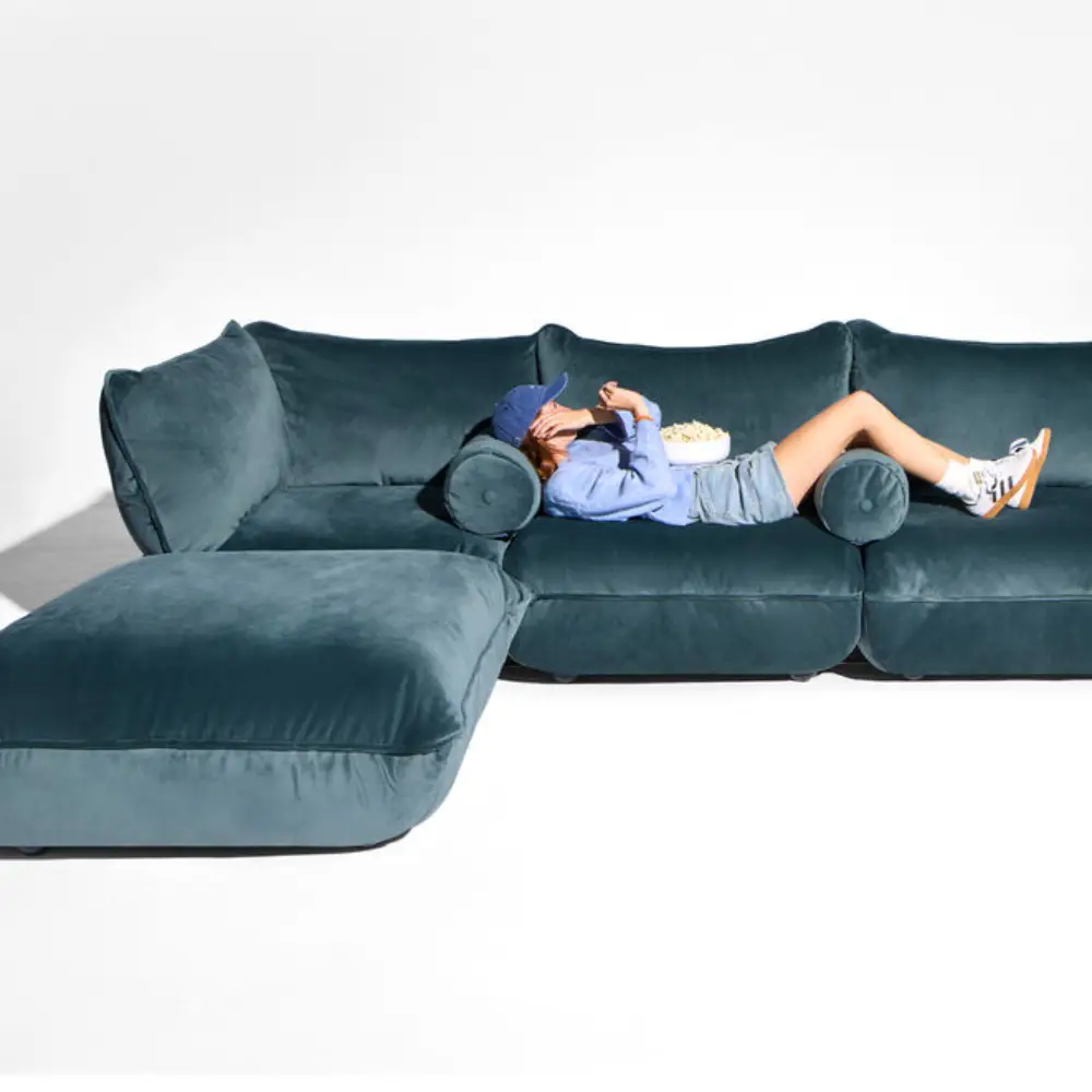 Puff Rolster Pude Velvet Recycled Petrol