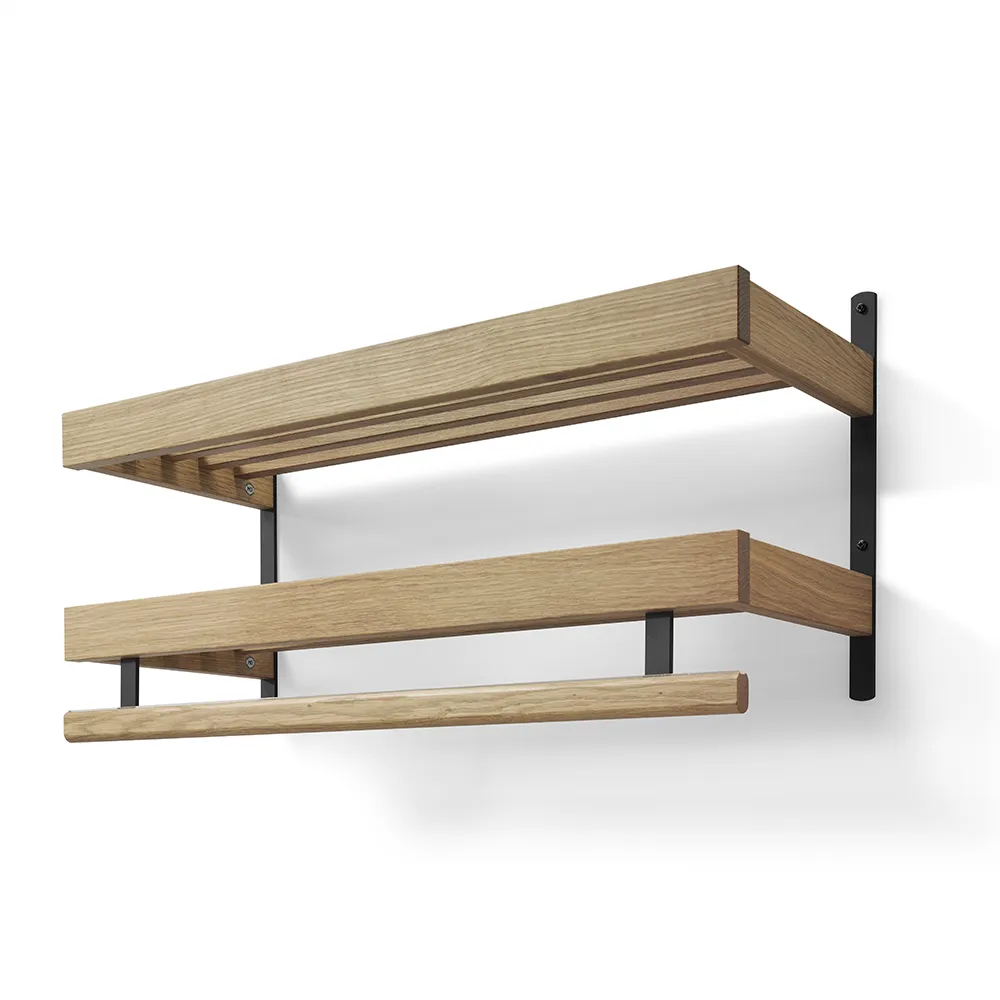 Oscarssons Möbel, Nadja hattehylde 80 cm 2 niveauer Lakeret eg/matsort stål