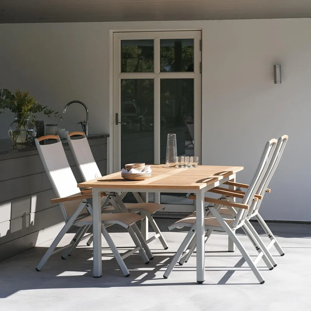 Lyon Spisebord 100x224-304 Cm Light Grey/Teak