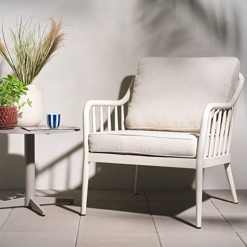 Coleville lænestol  Pearl white / Dot beige