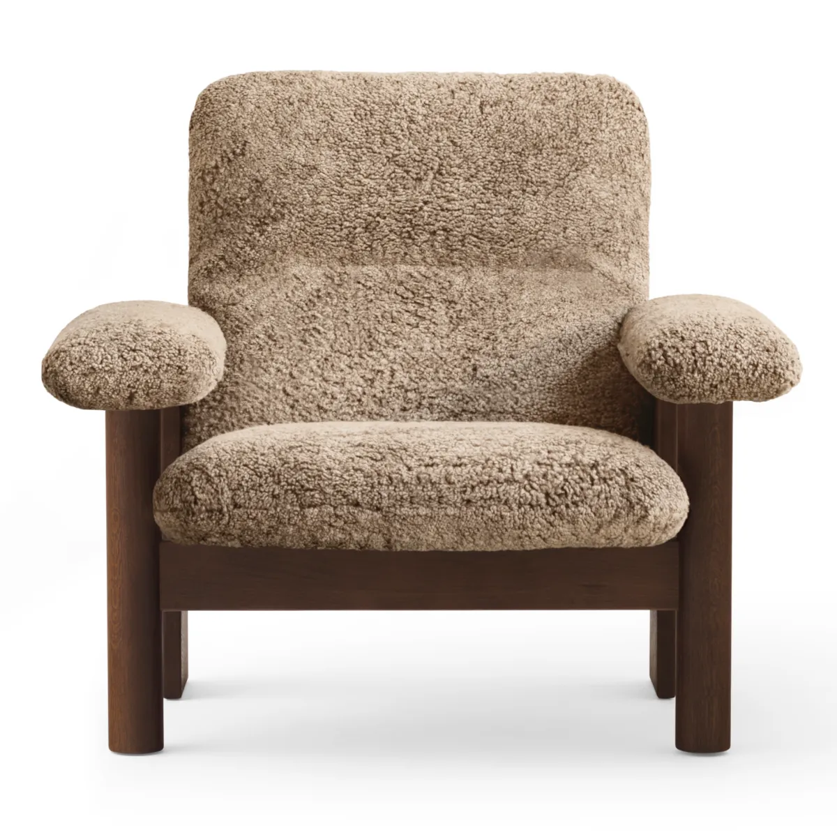 Brasilia loungestol høj ryg, valnød, Sheepskin Nevotex Sahara