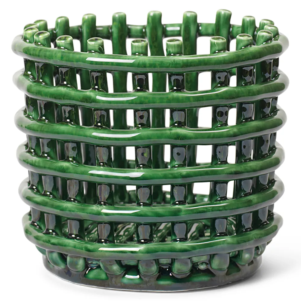 Ceramic Basket, small fra Ferm Living Emerald green - Jacobsen Plus