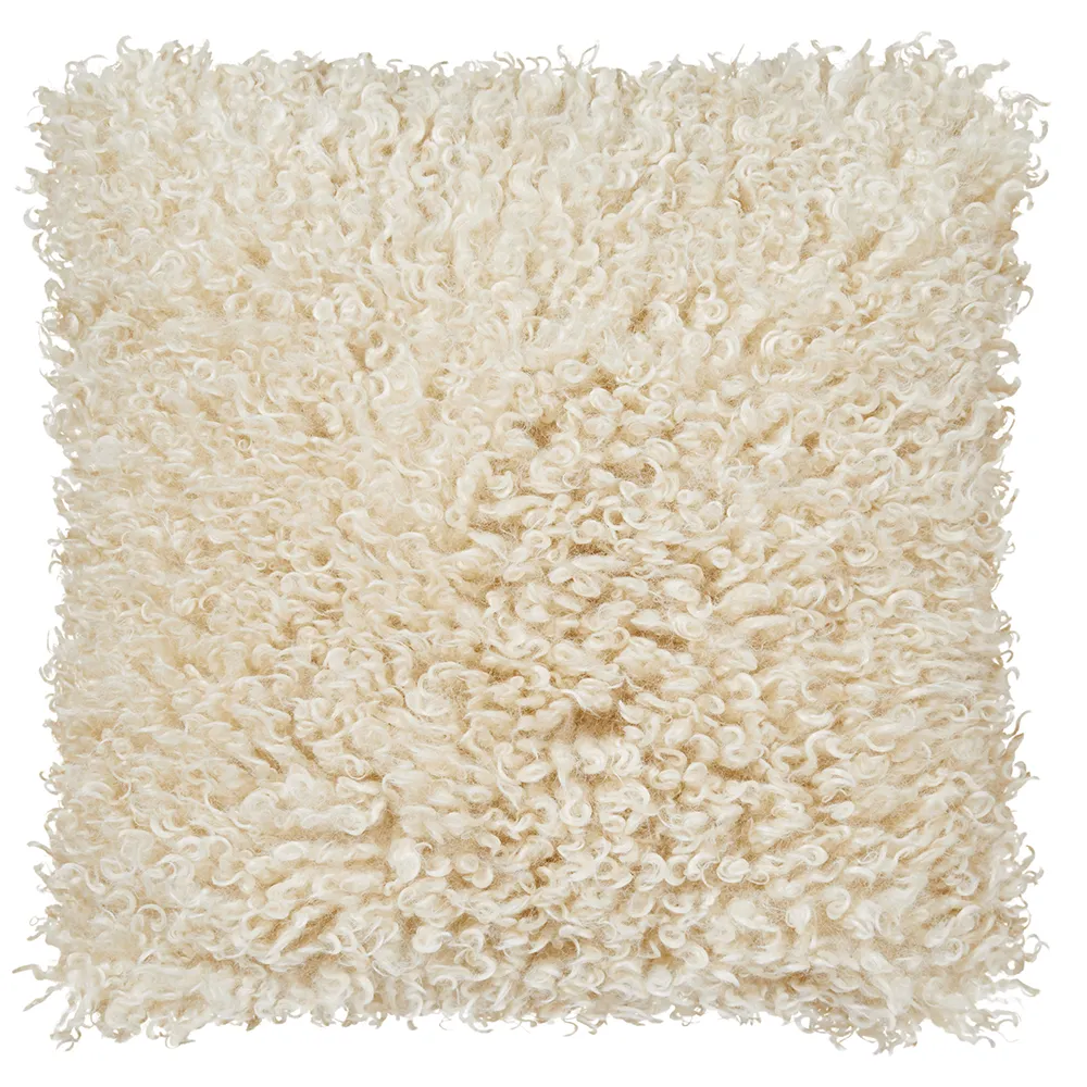 Skinnwille Wooly pyntepude 45×45 cm Beige