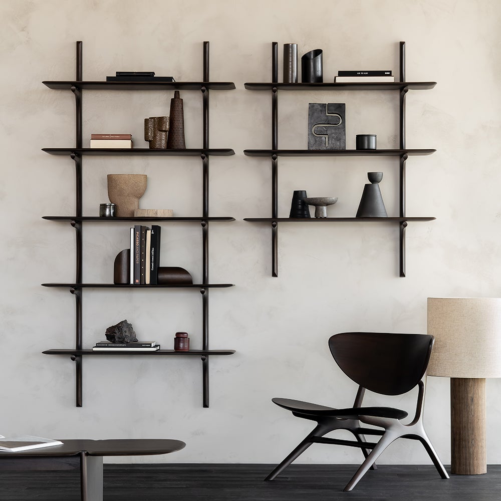 PI Væghylde Mahogni dark brown 5 hylder