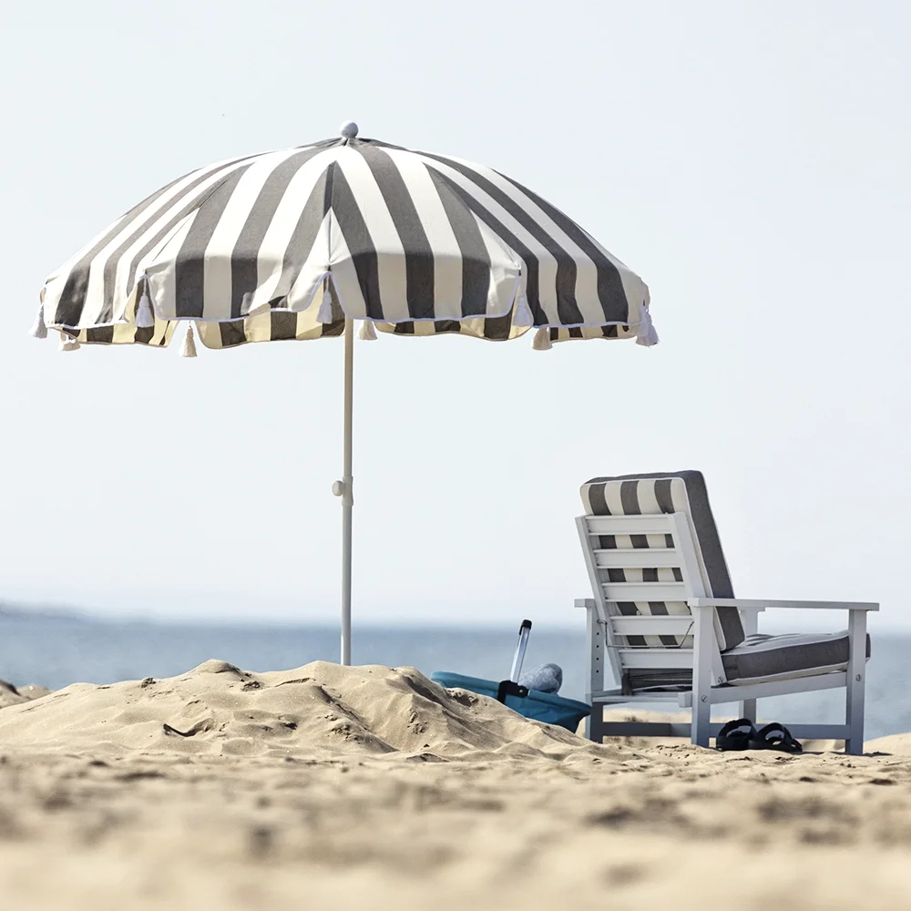 Parasol 220 cm med kvaster brown-striped 33