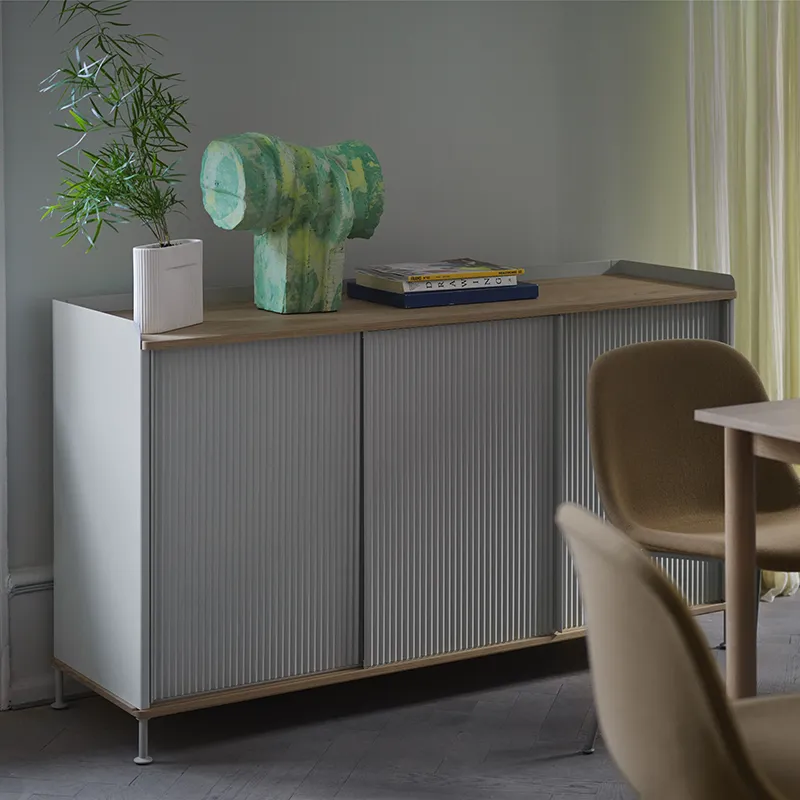 Enfold skænk 148 x 45 cm  - oiled oak Grey