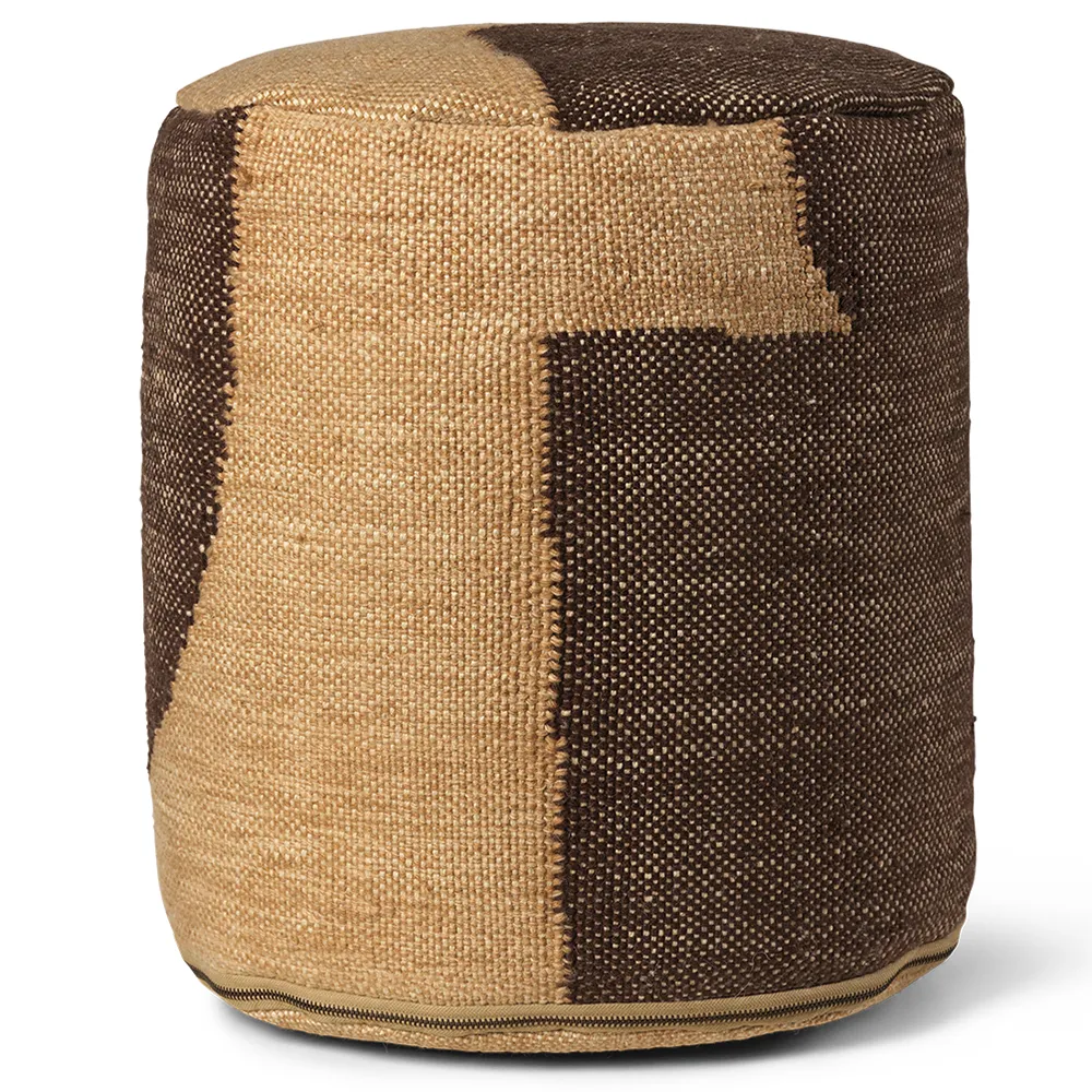 Ferm Living, Forene Cylinder Pouf - Tan/Chocolate