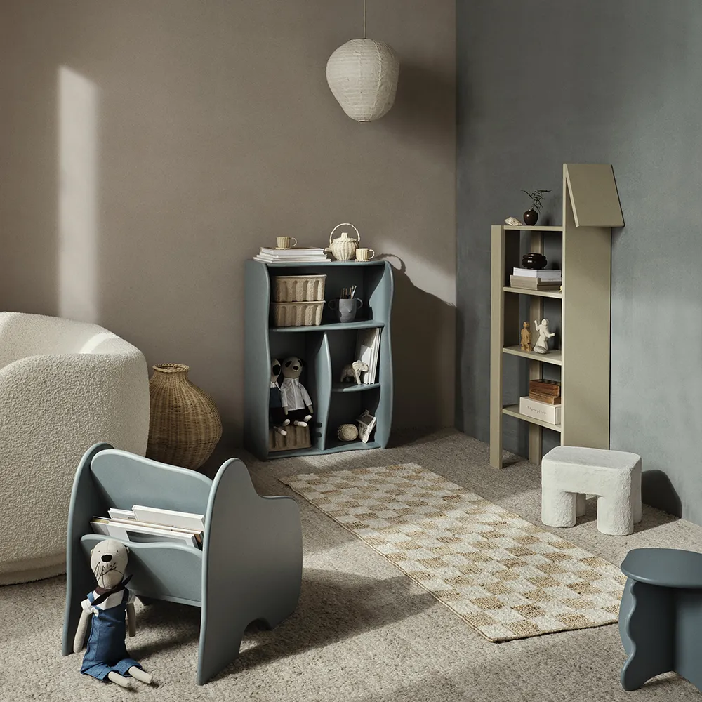 Håndvævet Uldtæppe Check 70x180 cm Off-White