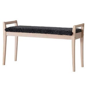 Meja Bench Hvidolieret eg/fåreskind Mørkegrå
