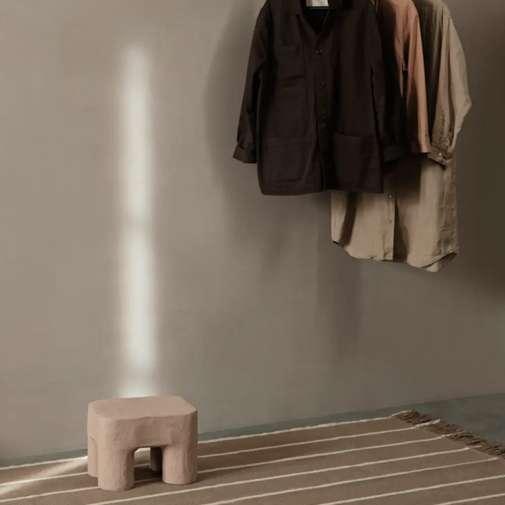 Calm Kelim Tæppe  200x300 cm - Dark Sand/Off-white