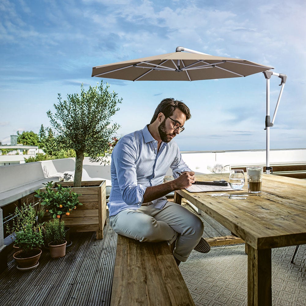 Sunwing Casa Frithængende Parasol 300 cm Kat.5 Antracit Alu/514 Corn Glatz