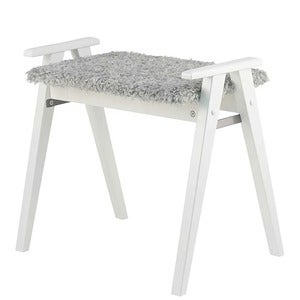 Alme Stool Hvidlakeret birk/fåreskindslook lysegrå