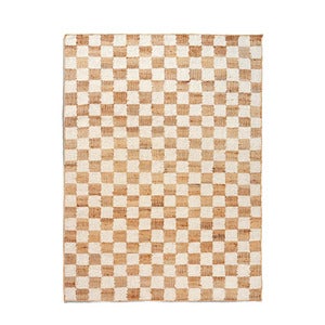 Håndvævet Uldtæppe Check 140x200 cm Off-White