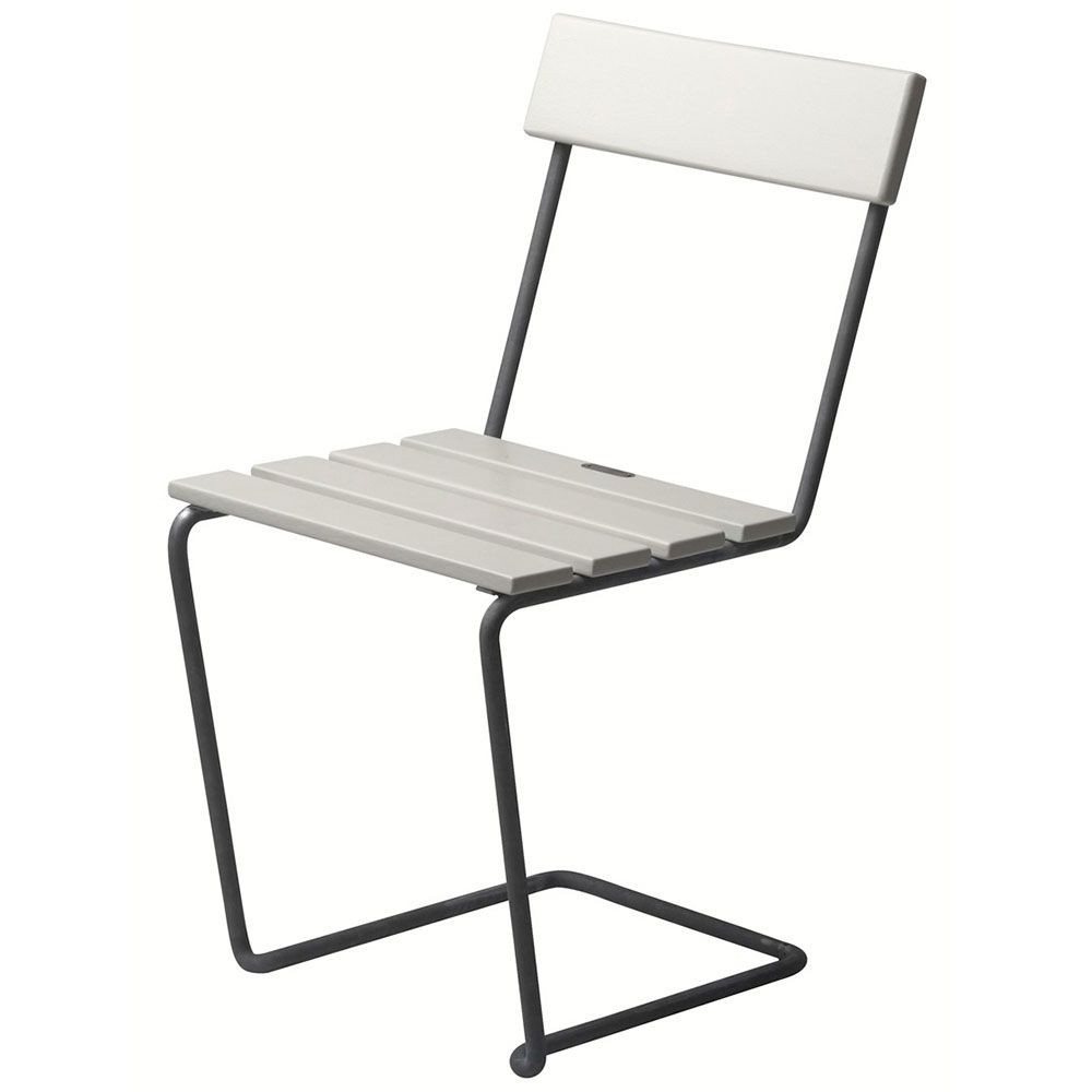 Grythyttan Stålmöbler, Stol 1 Hvidlakeret Eg/Varmgalvaniseret Understel Grythyttan Stålmöbler