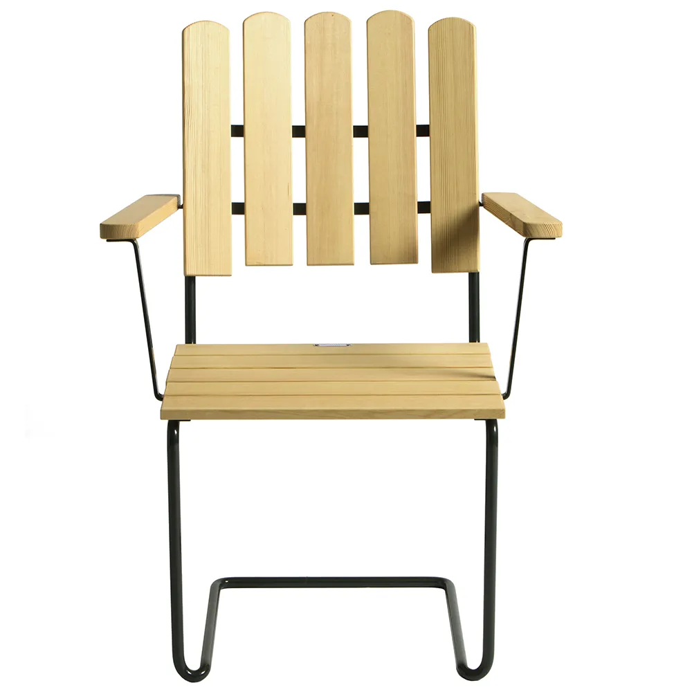 A2 Lænestol Olieret fyrretræ / Grønt stel