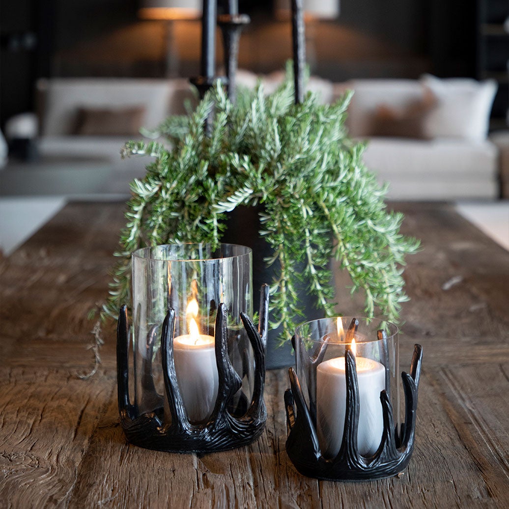 Antler Lanterne Lille Sort Artwood