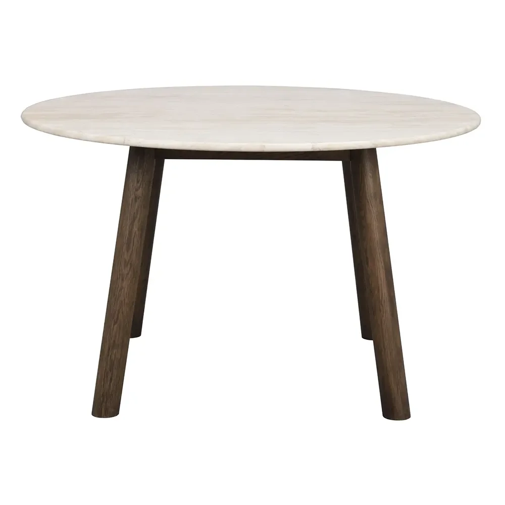 Taransay spisebord Ø125 cm beige travertin/brun eg