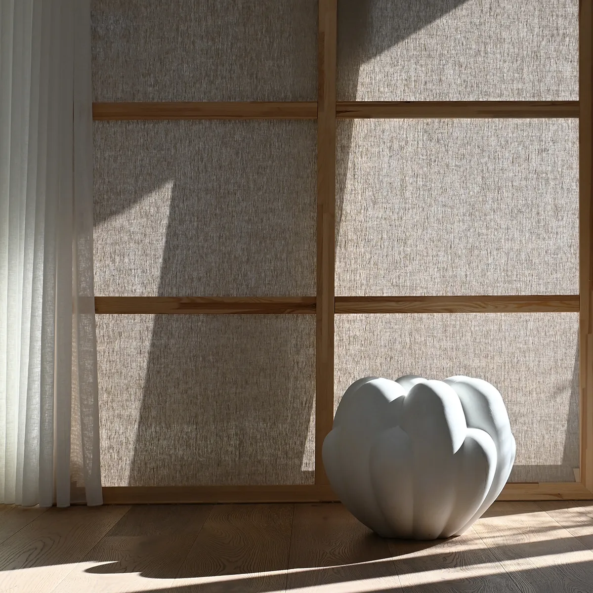 Håndlavet vase Bloom Big Bone White H44 cm