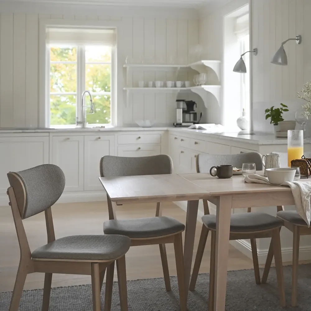 Filippa klapbord 120-165x80 cm hvid pigmenteret eg