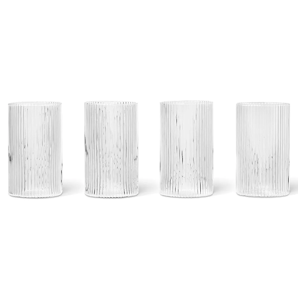 Ferm Living, Ripple Verrines drikkeglas 4-pak - Clear