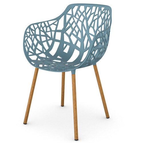 Forest Stol med armlæn Iroko/Blue Teal