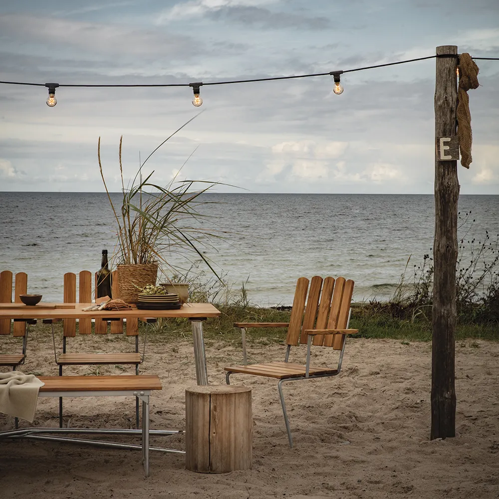 A2 Lænestol Ubehandlet Teak/Varmgalvaniseret Understel Grythyttan Stålmöbler