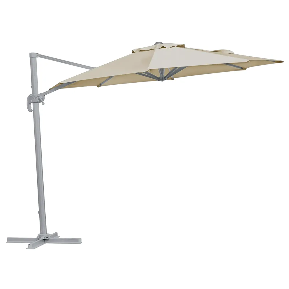 Linz 300 cm frit hængende parasol Lysegrå/khaki